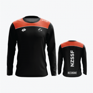 NZSS LUNAR TEE LS MENS WITH NAME BLACK/ORANGE